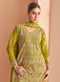 Buy Lime Green Anarkali Style Palazzo Suit Online