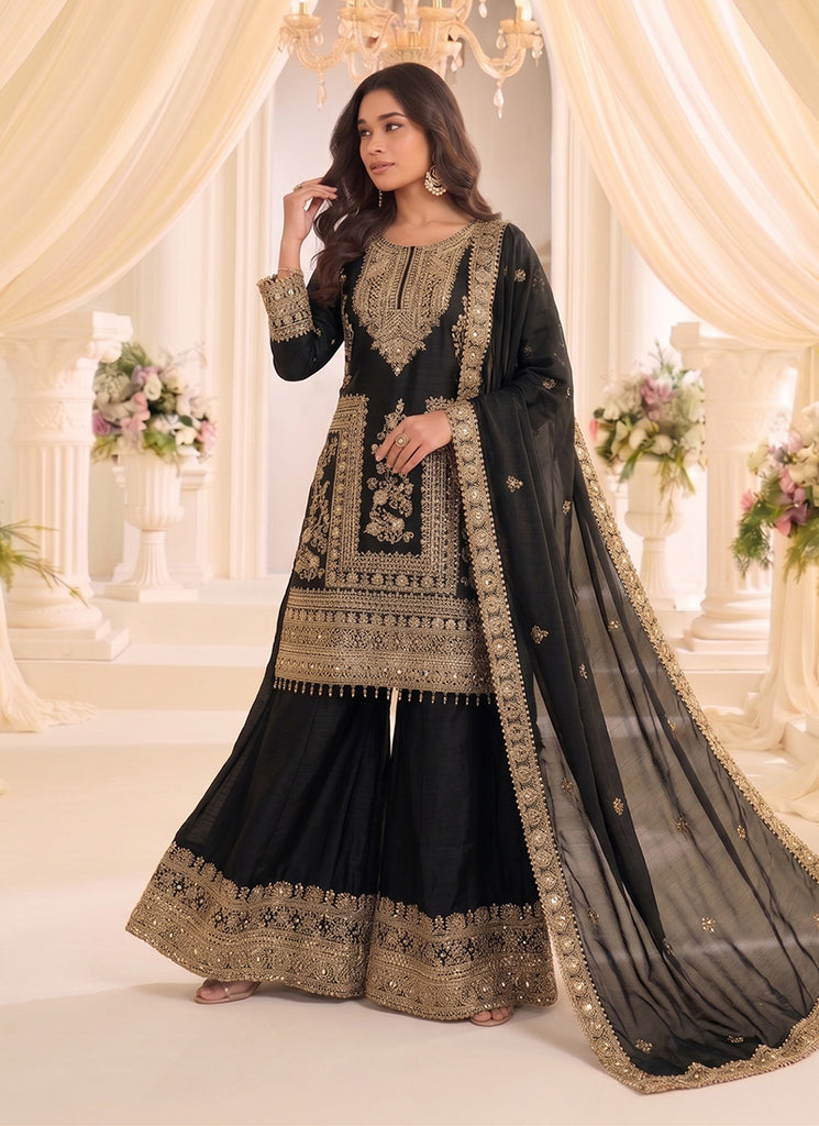Buy Black Silk Palazzo Suit In Canada