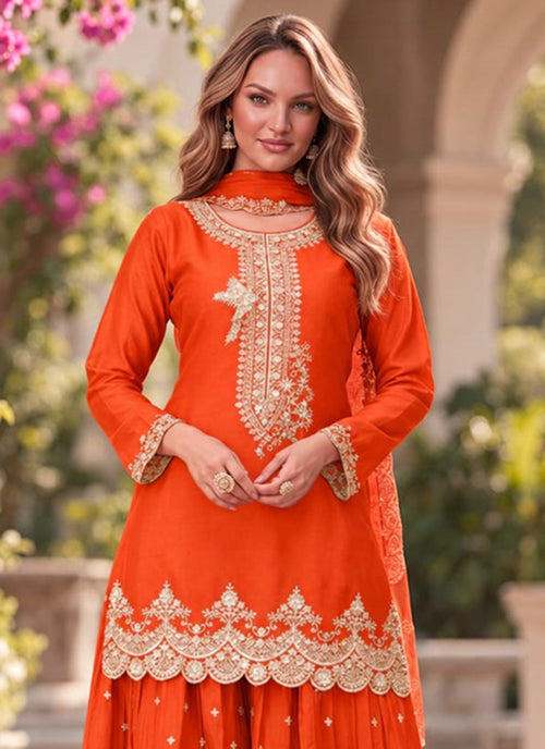 Buy Orange Palazzo Suit In Canada
