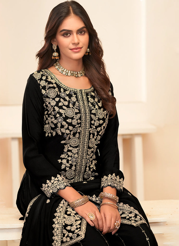 Shop Black Palazzo Suit In Canada