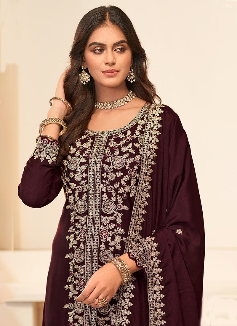 Buy Maroon Palazzo Suit In UK