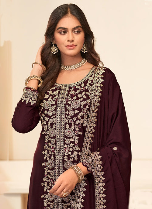 Buy Maroon Palazzo Suit In UK