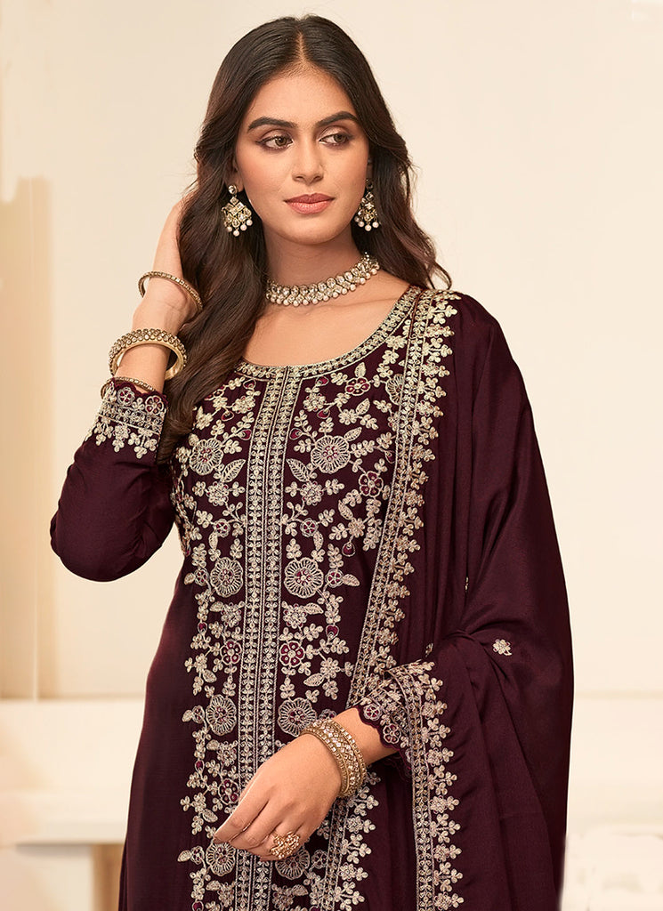 Buy Maroon Palazzo Suit In UK