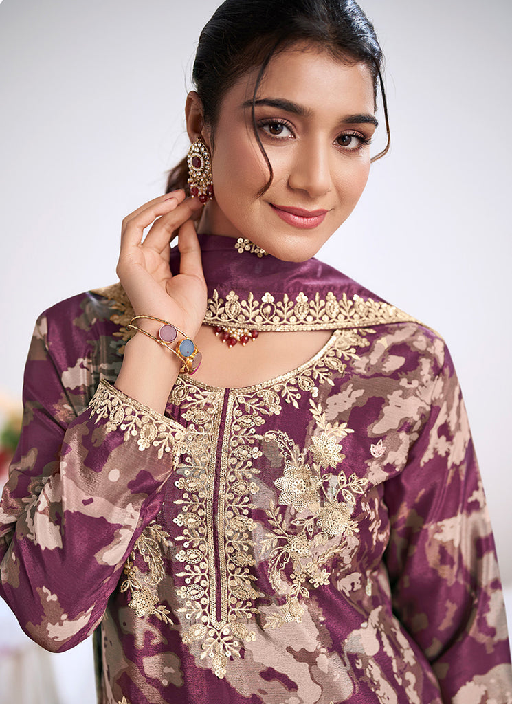 Buy Purple Plazzo Suit In USA