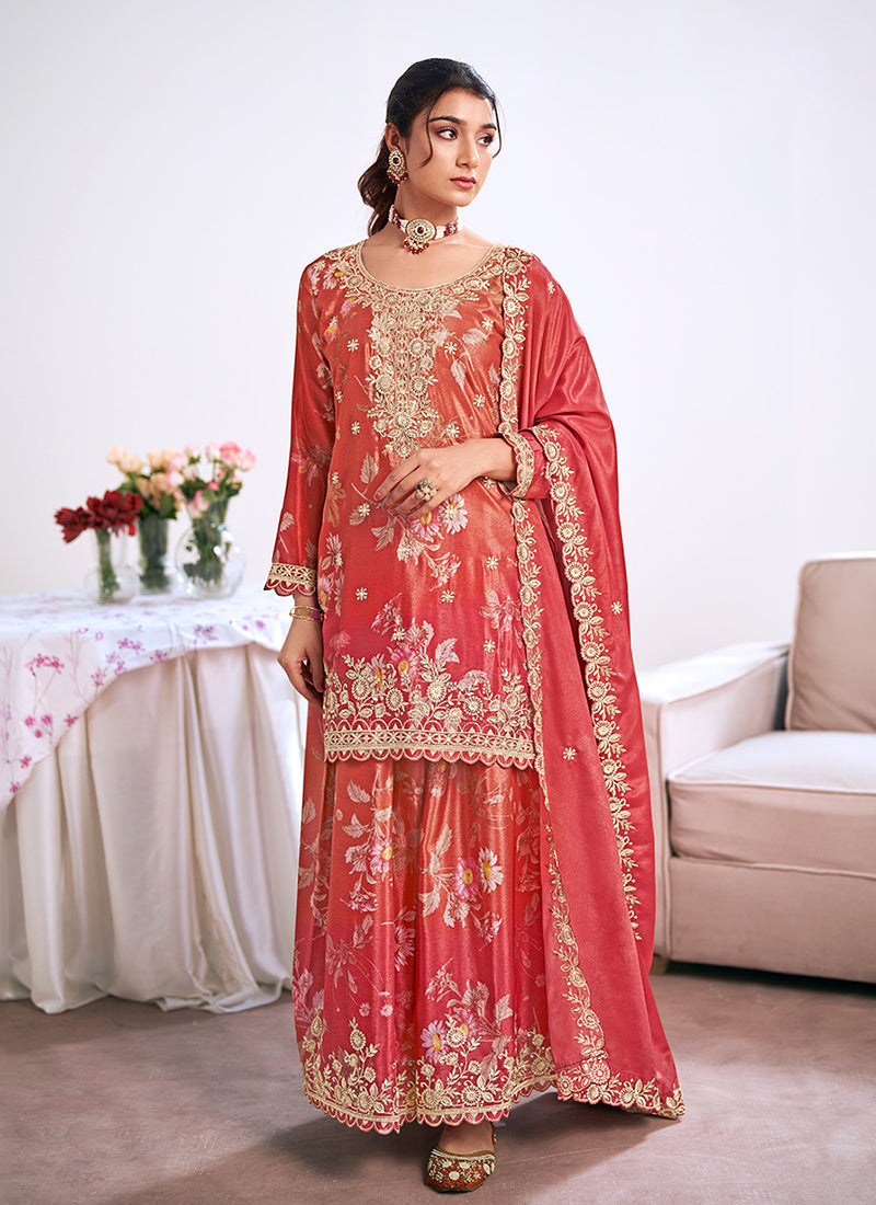 Crimson Red Palazzo Suit