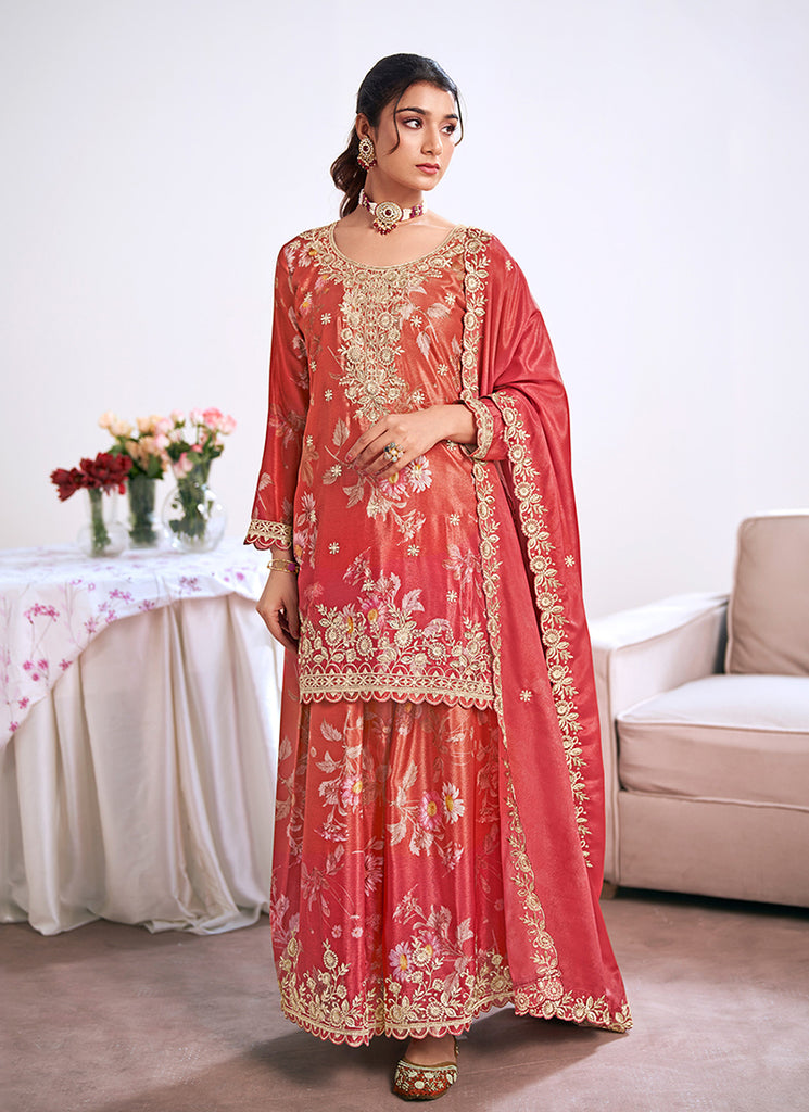 Crimson Red Palazzo Suit