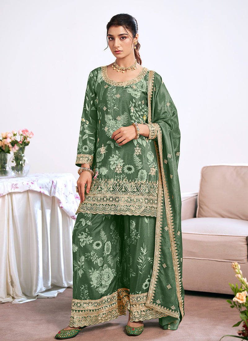 Mist Green Palazzo Suit