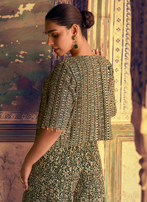 Shop Green Bollywood Plazzo Set In Canada