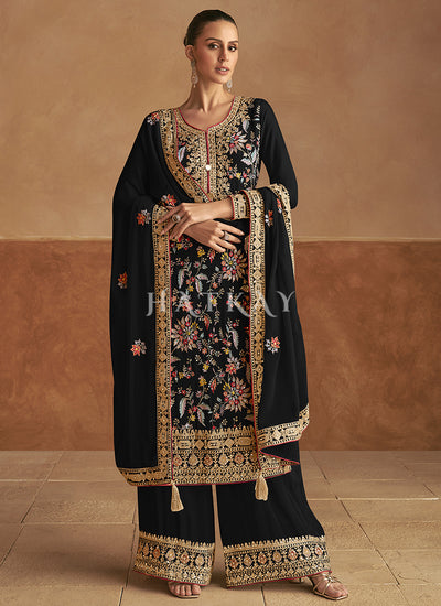 Black Multicoloured Palazzo Suit