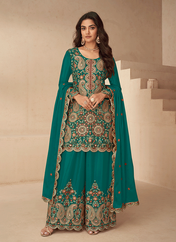 Rama Green Silk Palazzo Suit