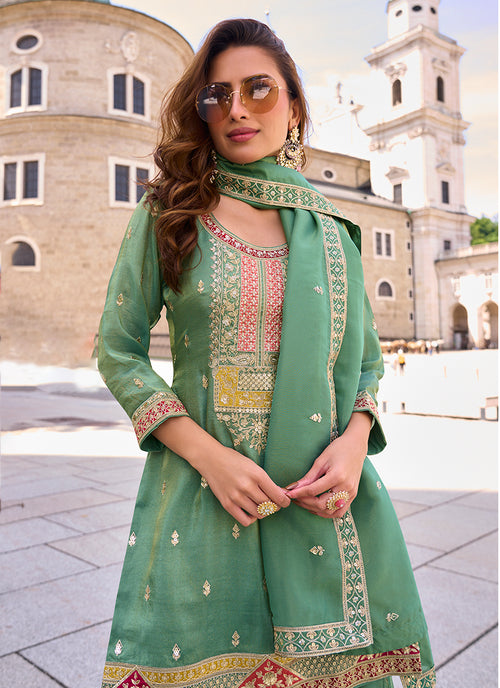 Shop Green Plazzo Suit In France