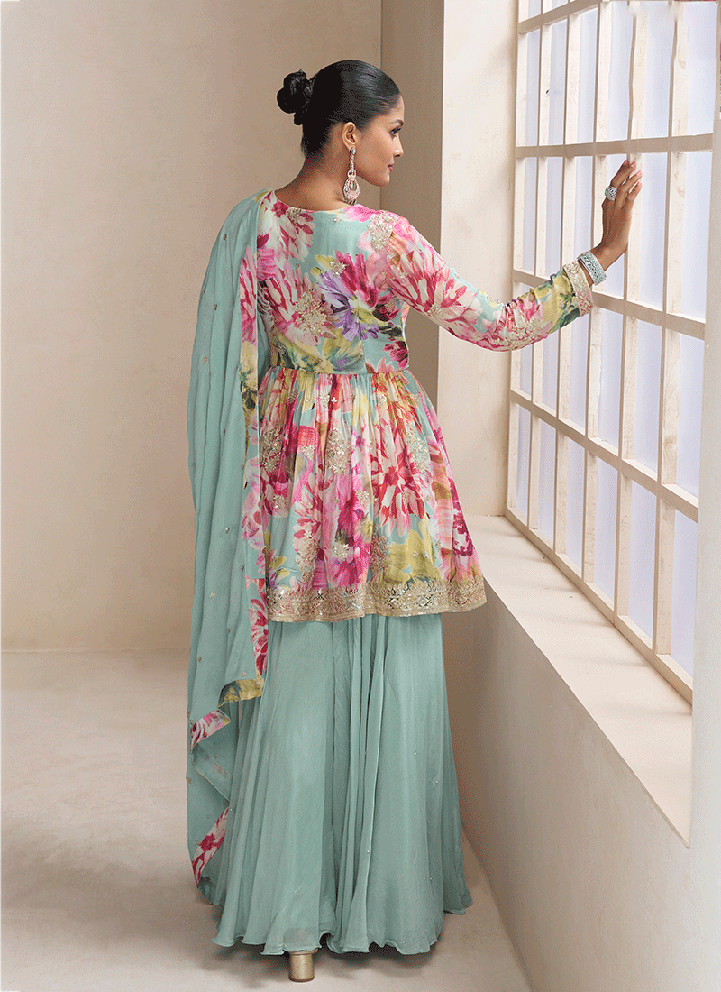 Shop Sky Blue Palazzo Suit In UK