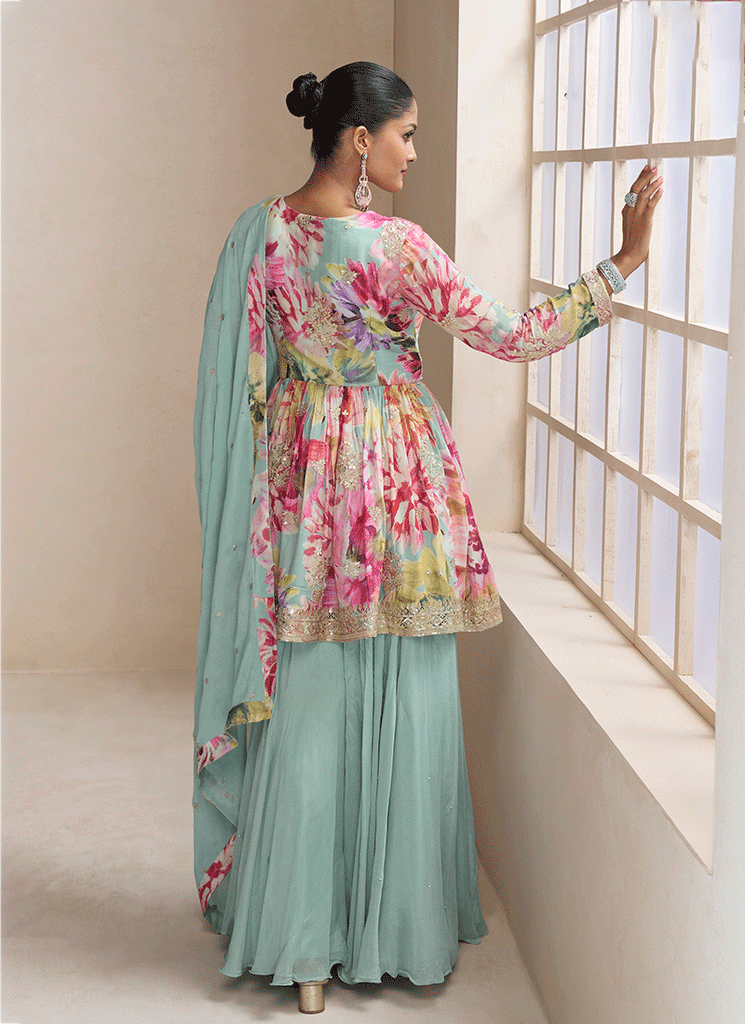 Shop Sky Blue Palazzo Suit In UK