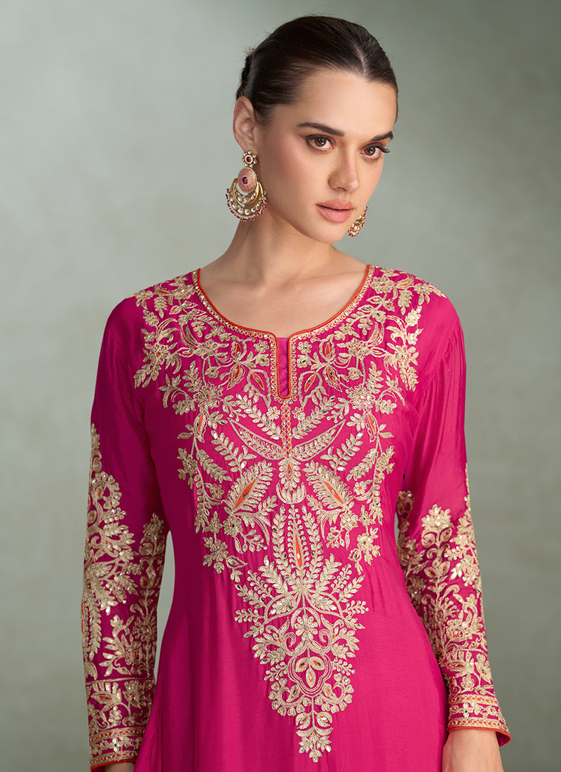 Buy Magenta And Orange Palazzo Suit in Canada