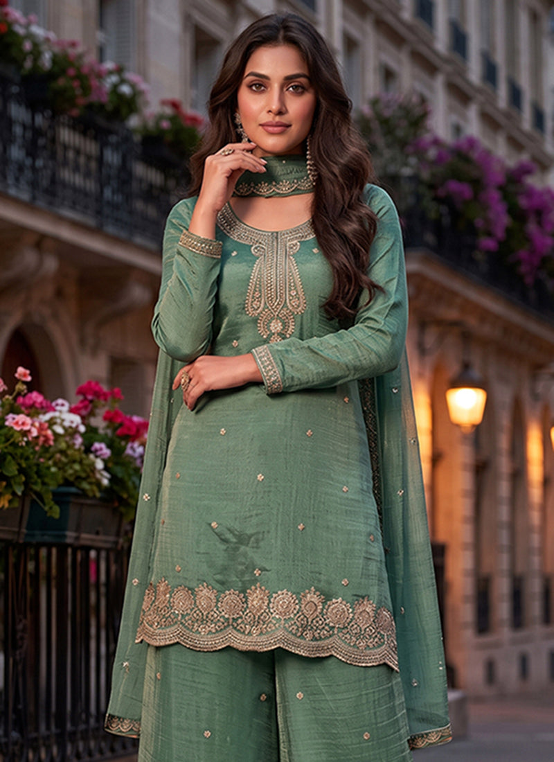 Buy Green Plazzo Suit In Canada