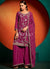Deep Wine Multi Floral Embroidery Palazzo Suit
