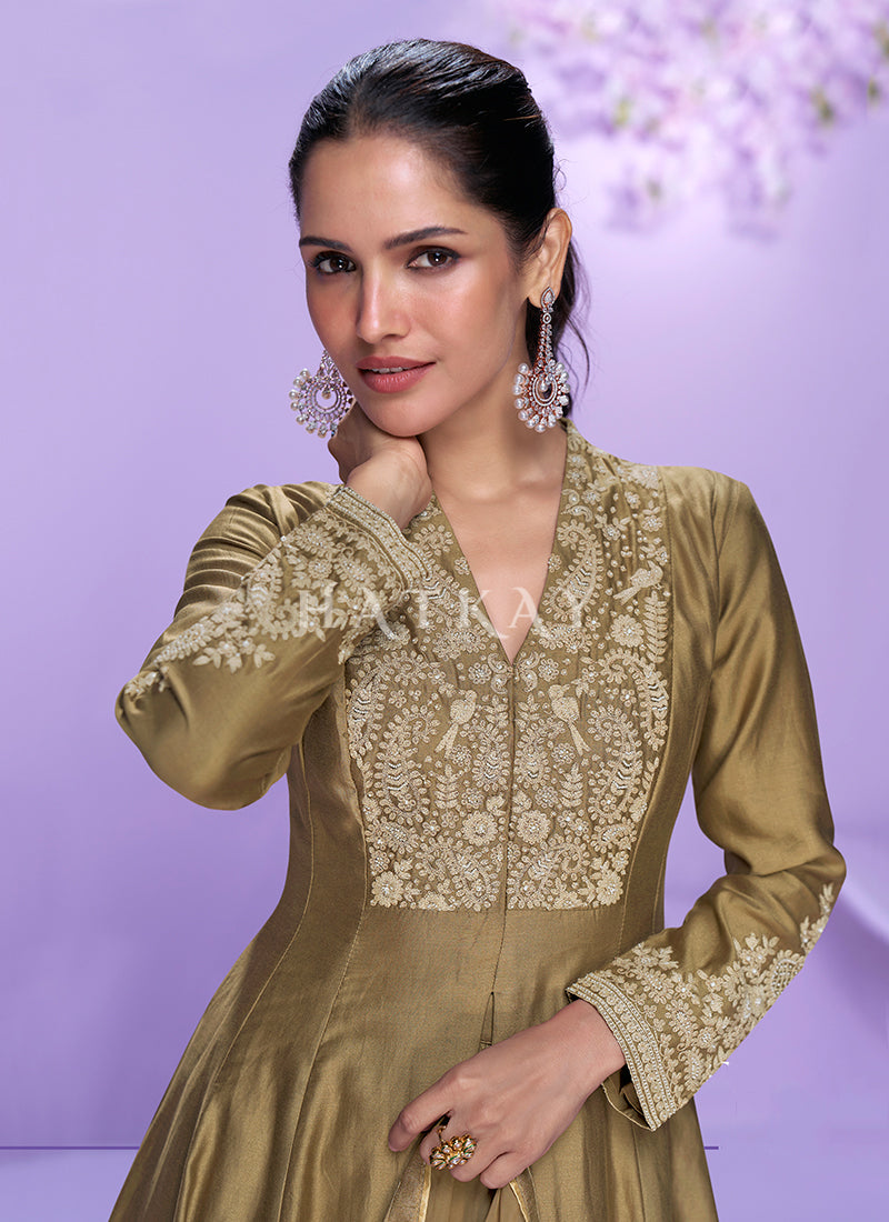 Buy Olive Green Mehendi Palazzo Suit