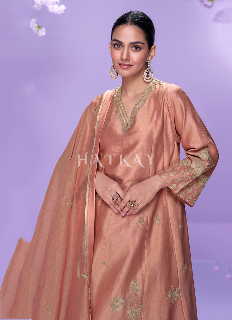 Buy Peach Enagagement Palazzo Suit