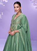 Buy Mint Green Mehendi Long Kurta Palazzo Suit