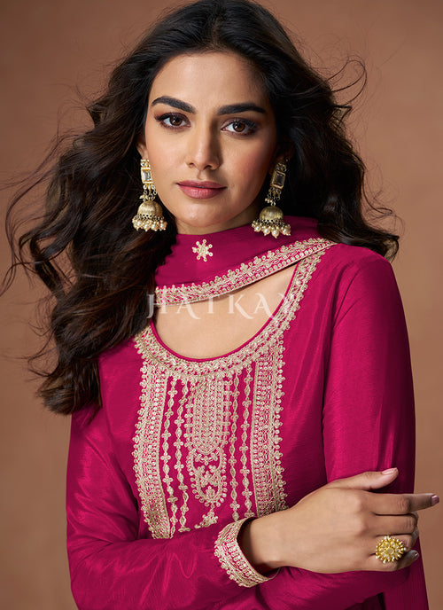 Buy Magenta Pink Palazzo Suit In USA