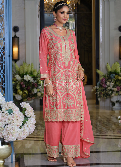 Peach Traditional Palazzo Suit
