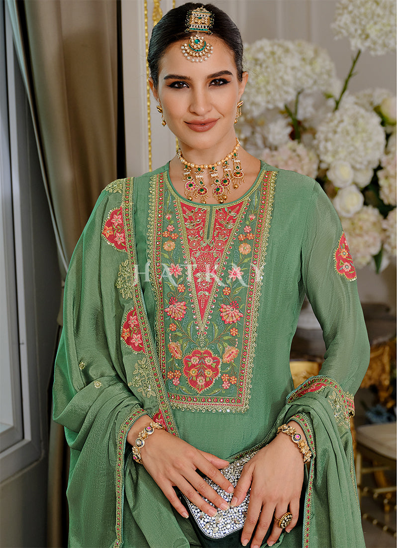 Buy Green Plazzo Suit 