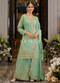 Shop Sea Green Partywear Palazzo Suit