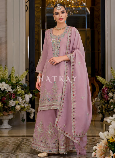 Light Pink Silk Palazzo Suit