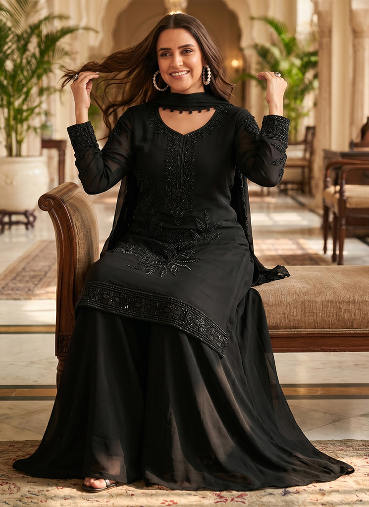 Shop Black Palazzo Suit Online At Hatkay