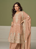 Buy Pastel Peach Palazzo Suit Online 