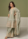 Shop Pastel Green Kurti And Palazzo Suit