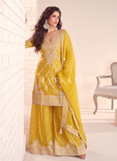 Shop Yellow Palazzo Suit