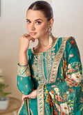 Buy Turquoise Green Palazzo Suit In USA