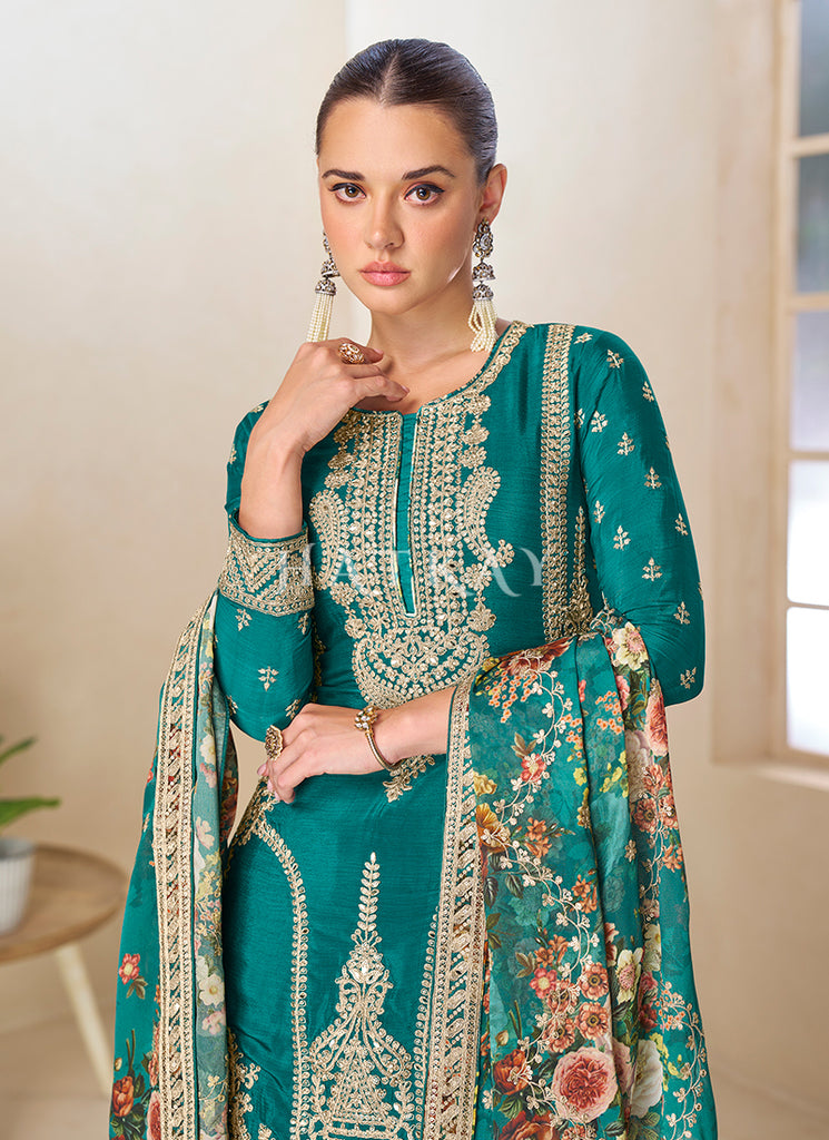 Shop Turquoise Green Plazzo Suit