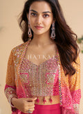 Pink Jacket Style Silk Salwar Kameez - Hatkay

