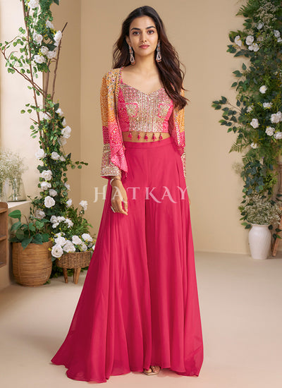 Pink And Yellow Palazzo Set