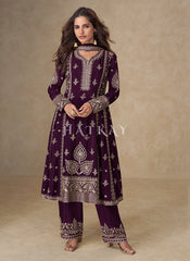 Deep Wine Anarkali Palazzo Suit 