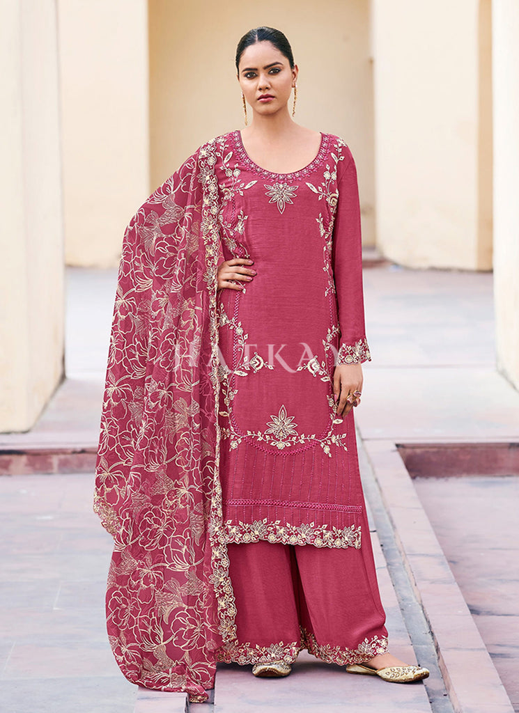 Magenta Pink Pant Style Salwar Suit