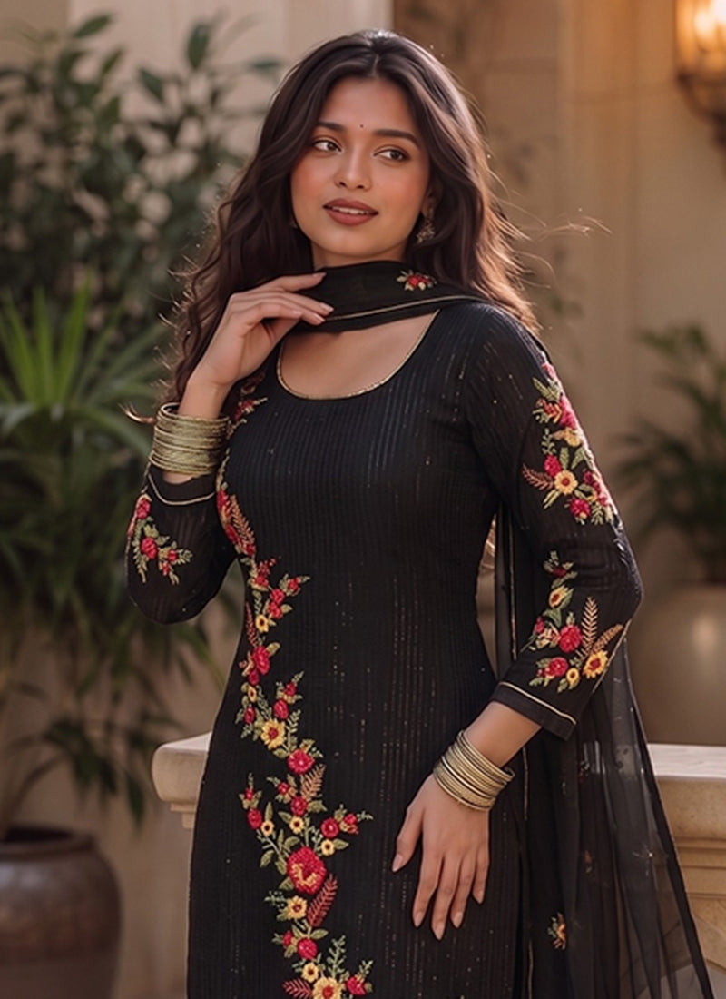 Shop Black Floral Pant Suit In UK
