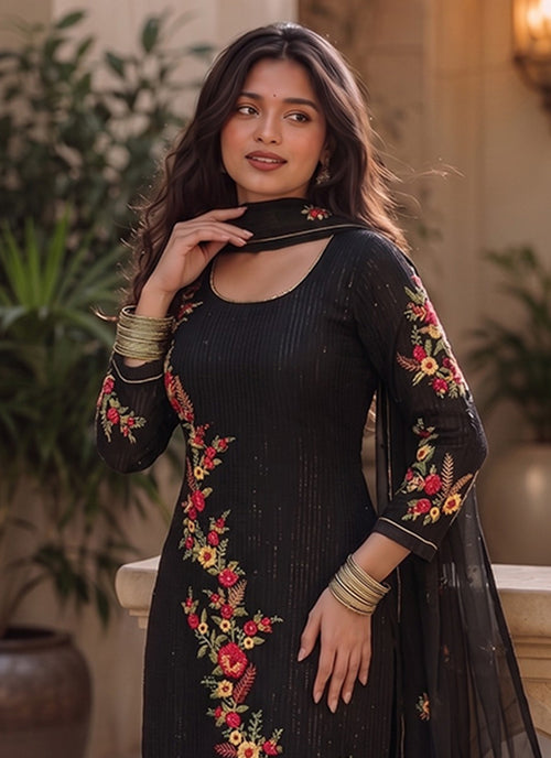 Shop Black Floral Pant Suit In UK