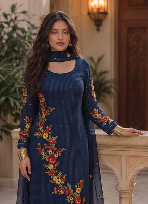Buy Blue Floral Pant Suit In Australia