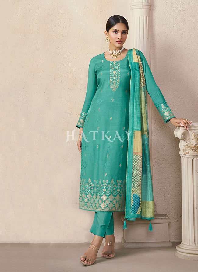 Blue Pant Style Salwar Suit