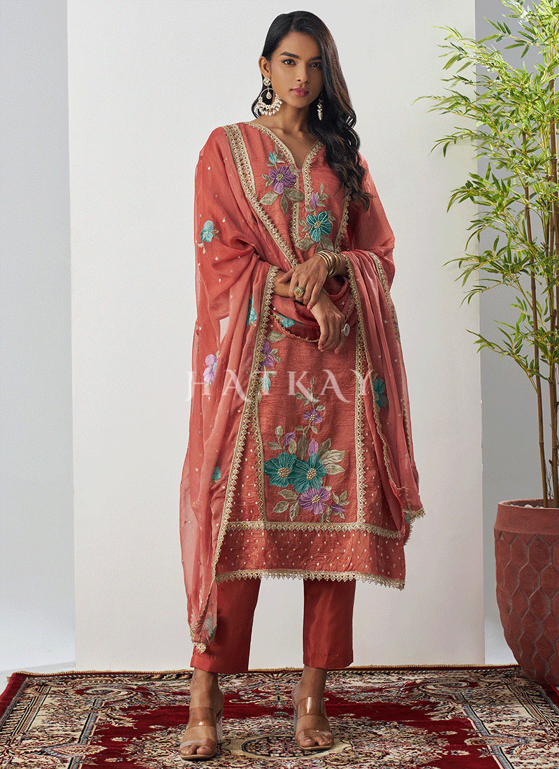 Rust Orange Pant Style Suit