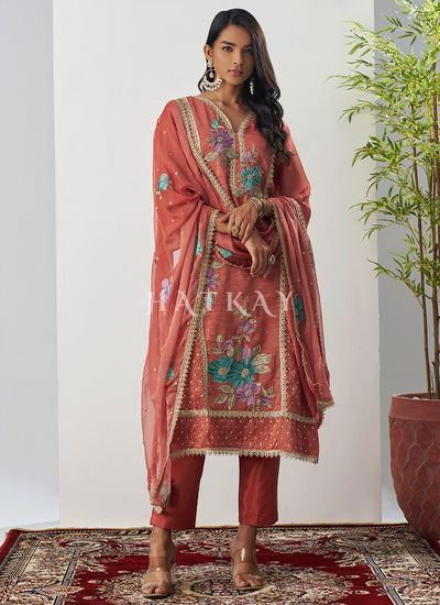 Rust Orange Pant Style Suit