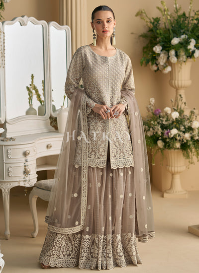 Beige Sharara Suit