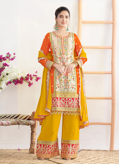 Orange And Yellow Pant Style Suit