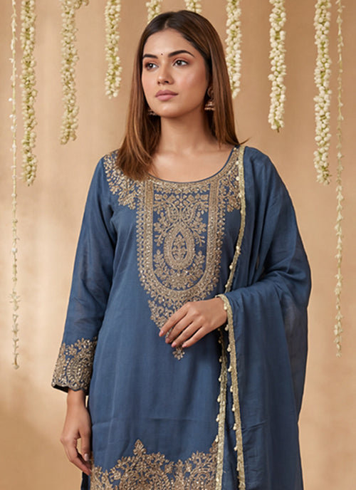 Shop Steel Blue Pant Suit Online In Australia