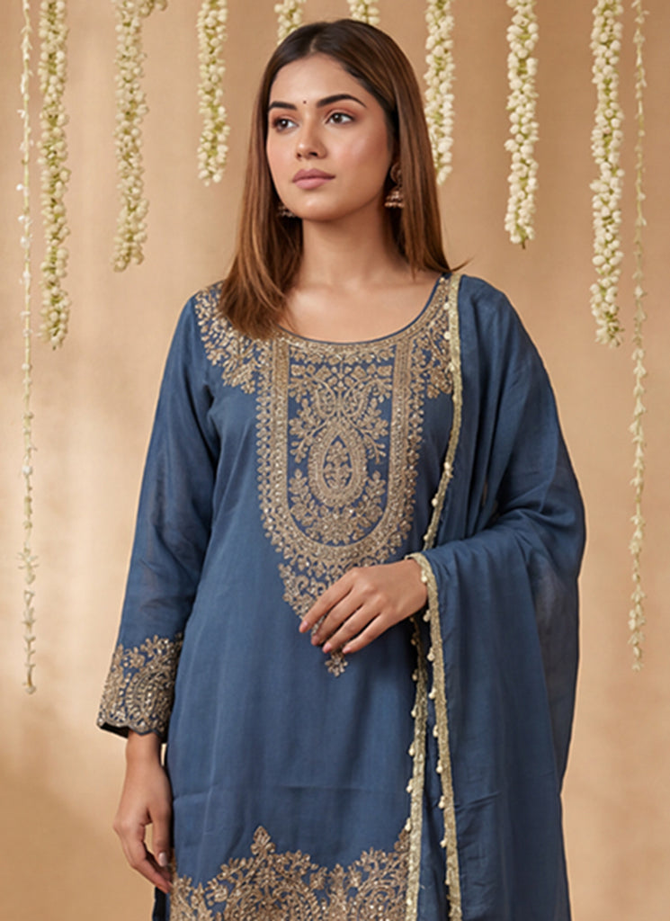 Shop Steel Blue Pant Suit Online In Australia