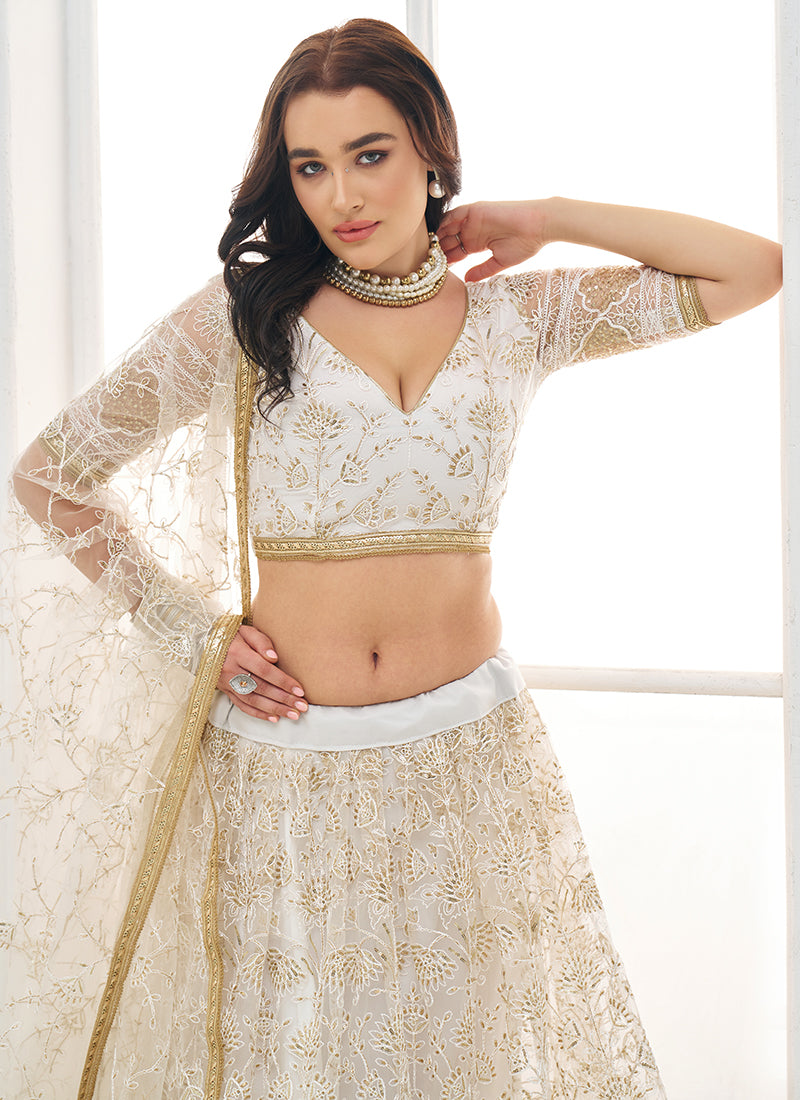 Buy Off White Lehenga Choli Online At Hatkay