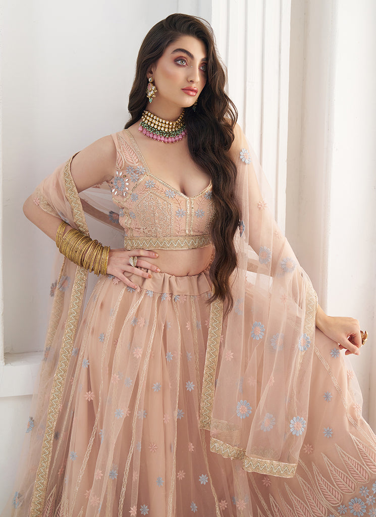 Shop Peach Lehenga Choli At Hatkay